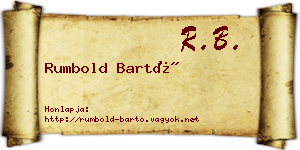 Rumbold Bartó névjegykártya
